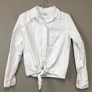 Madewell White Button Up Tie Waist Top Size XS